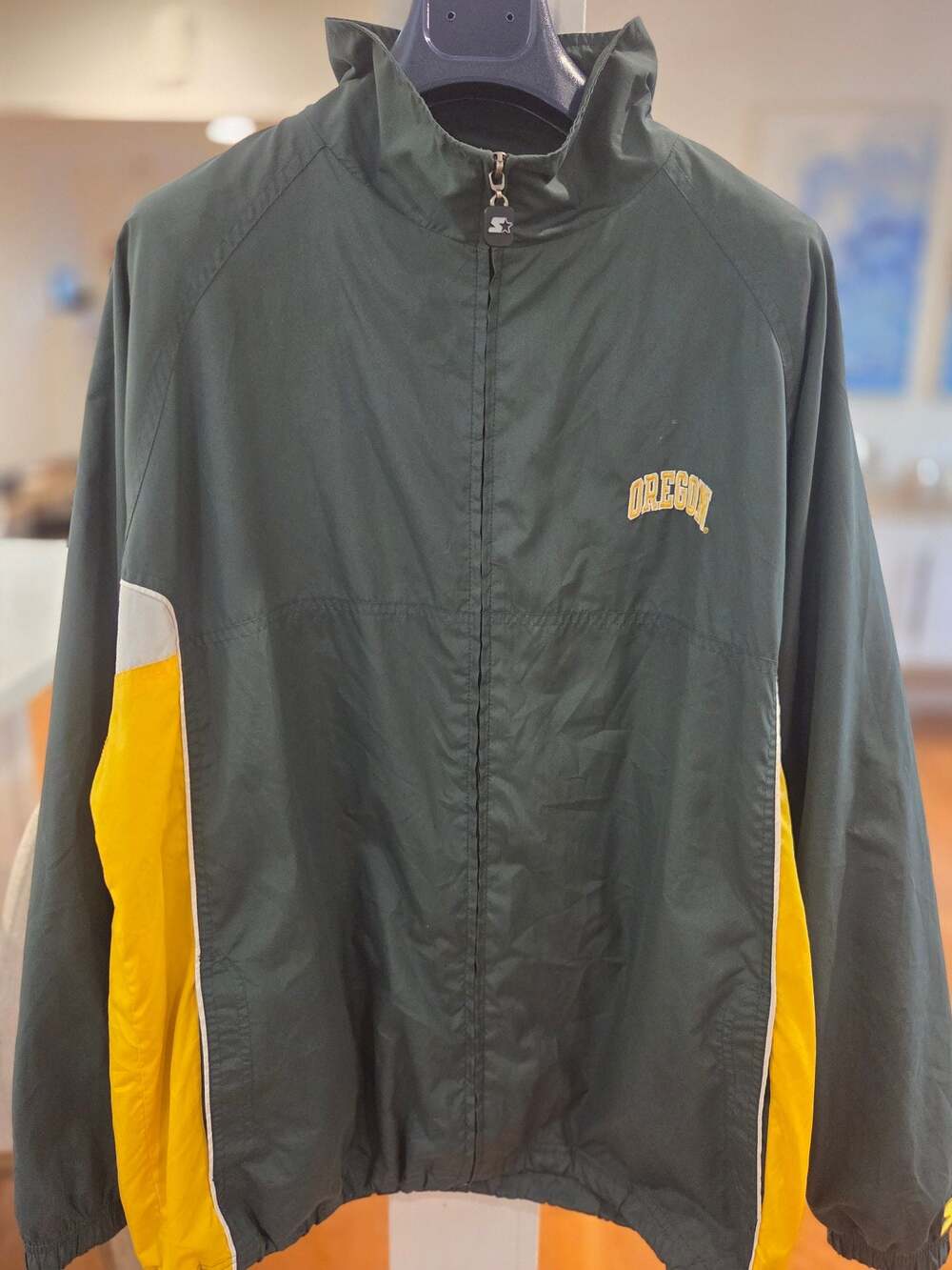 Starter Oregon Ducks Mens Large (L) VTG Green/Yellow Full Zip Windbreaker Jacket